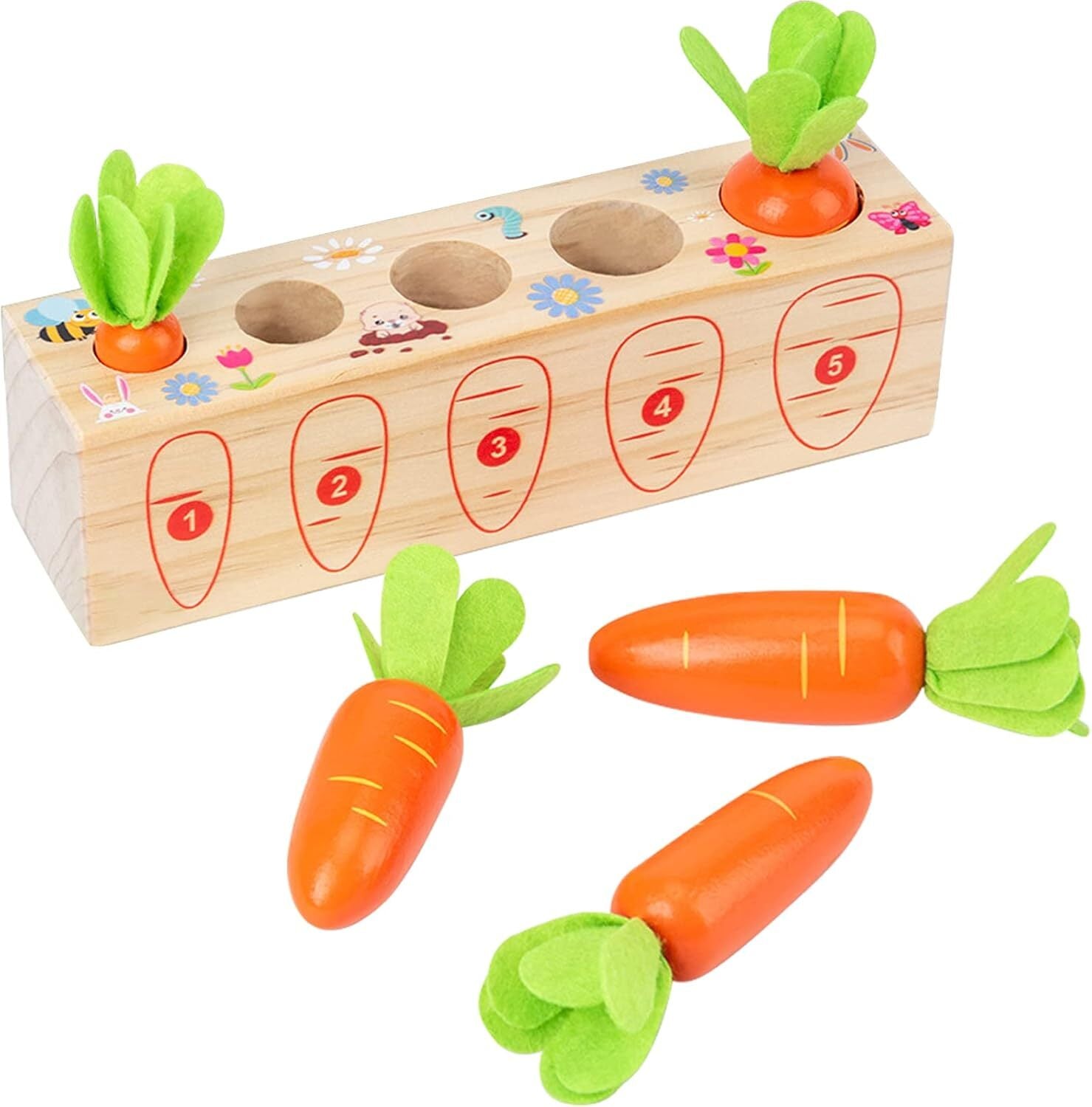 Xylolin Montessori Toys for Toddlers 1-3, Carrots Shapes Sorting and... 