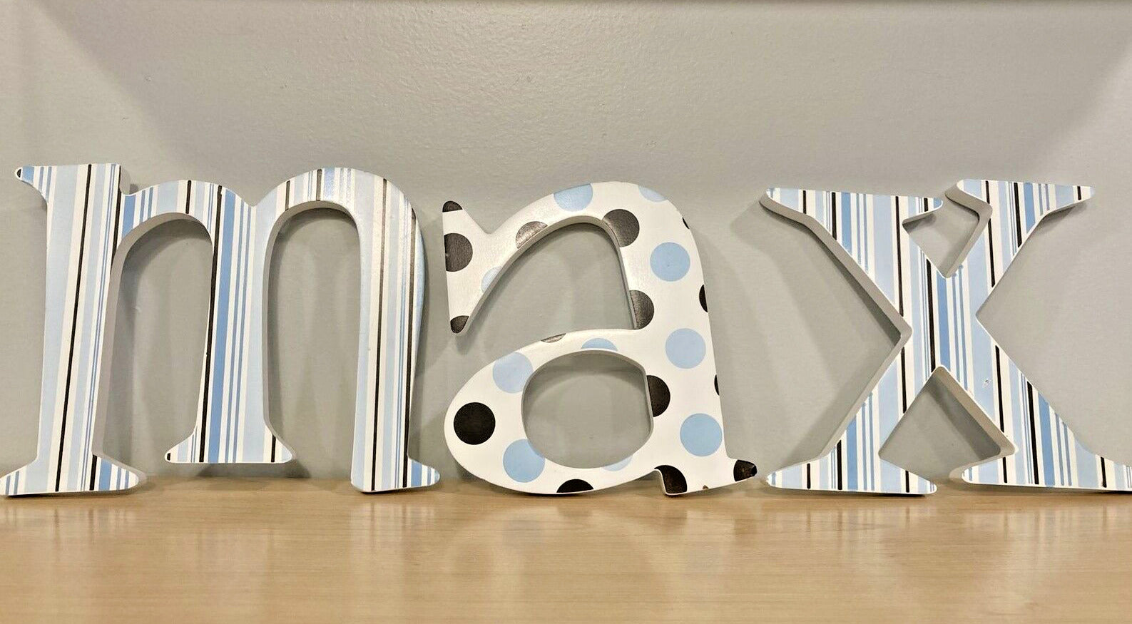 "MAX" BLUE Wall LETTERS 6.5" BABY BOY NURSERY DECOR PERSONALIZED BABY NAME