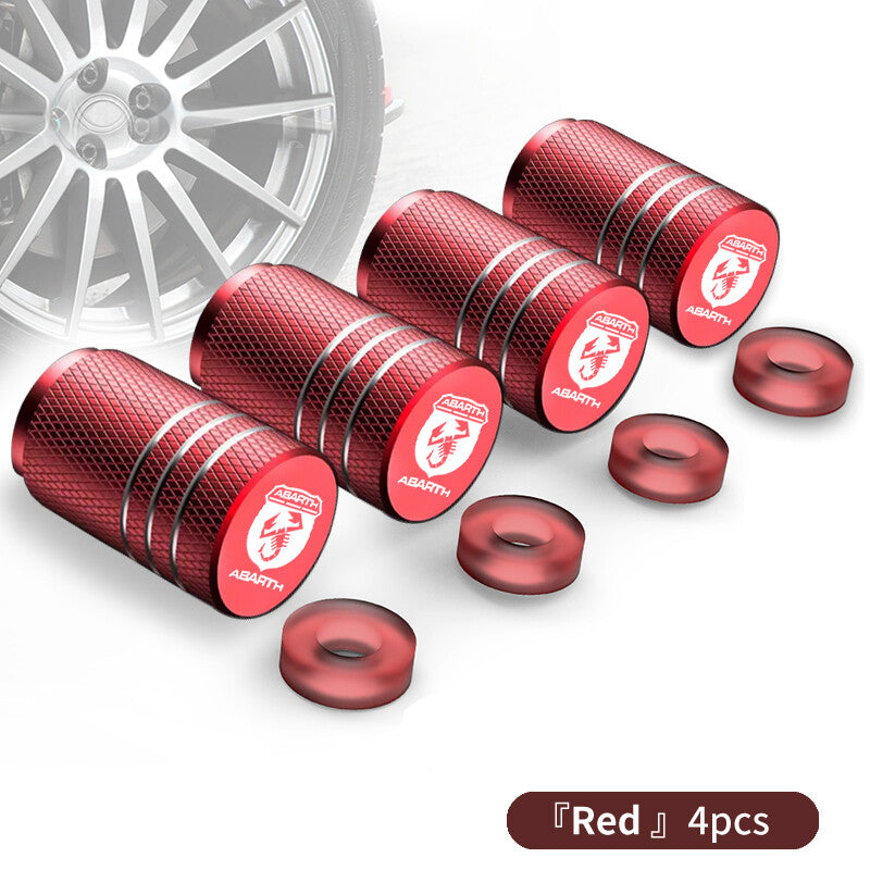 4PCS Car Wheel Tire Valve Caps Car Aluminium Dustproof Tyre Cover For Abarth