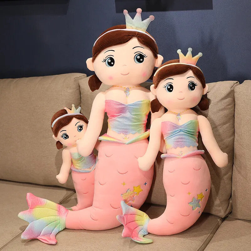 60-130CM Crown Mermaid Plush Pillow Girls Dolls Stuffed Soft Cushion Baby Gifts