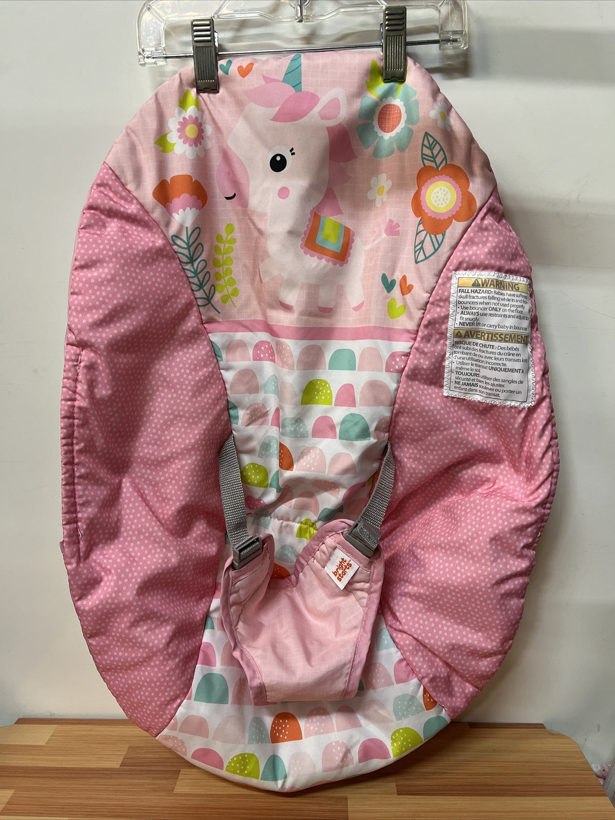 Bright Starts Unicorn Bouncer Replacement Seat Cover Pink Multi Color Dots