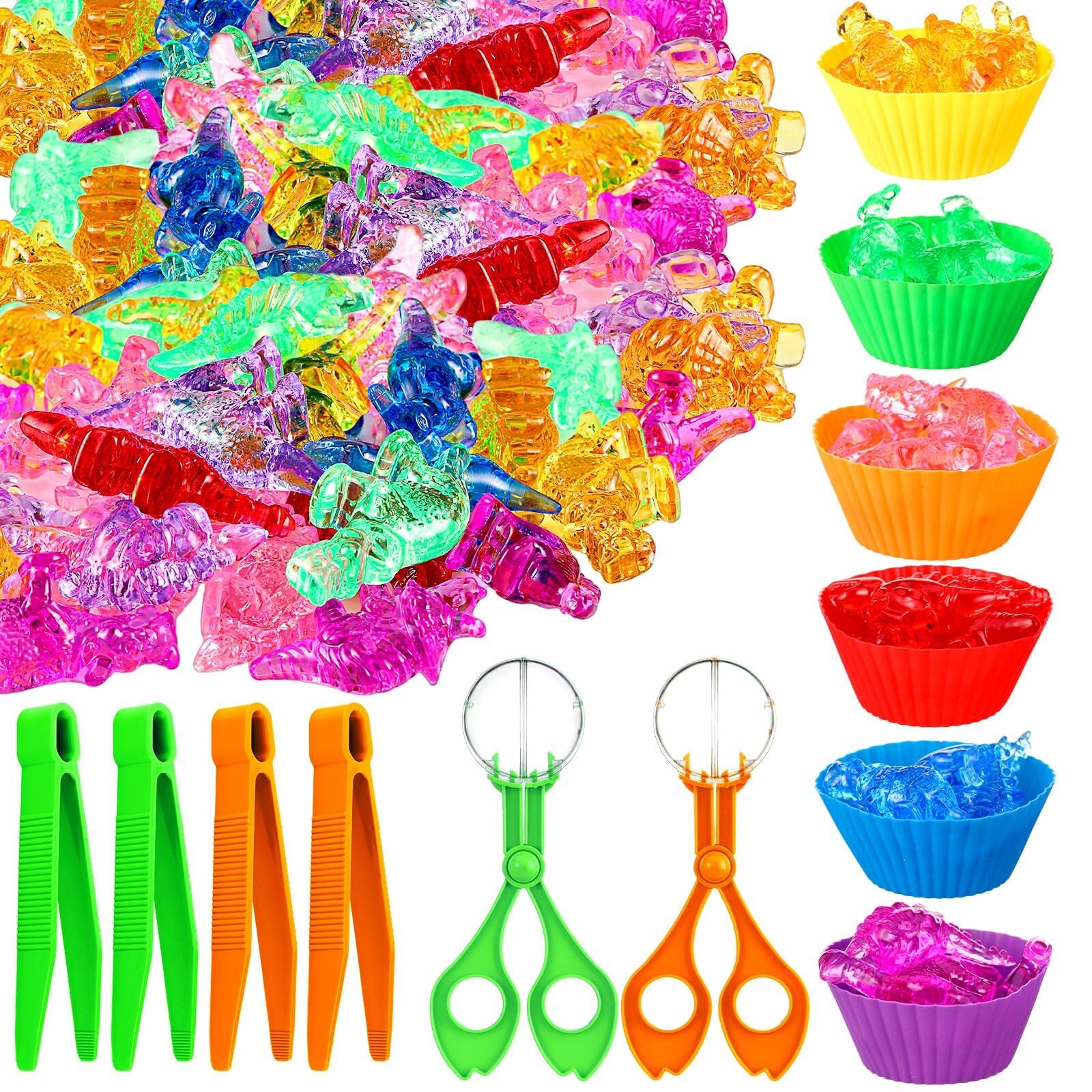 Rotatingpals 196 Pcs Counting Dinosaurs Matching Games Color Sorting Toys wit...