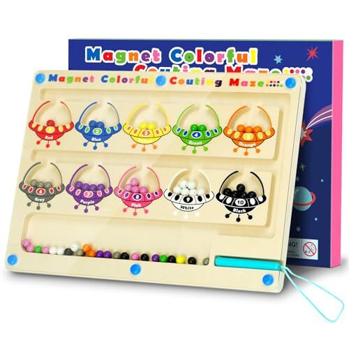 candyfouse Magnetic Color and Number Maze - Wooden Learning Puzzle Board for ...