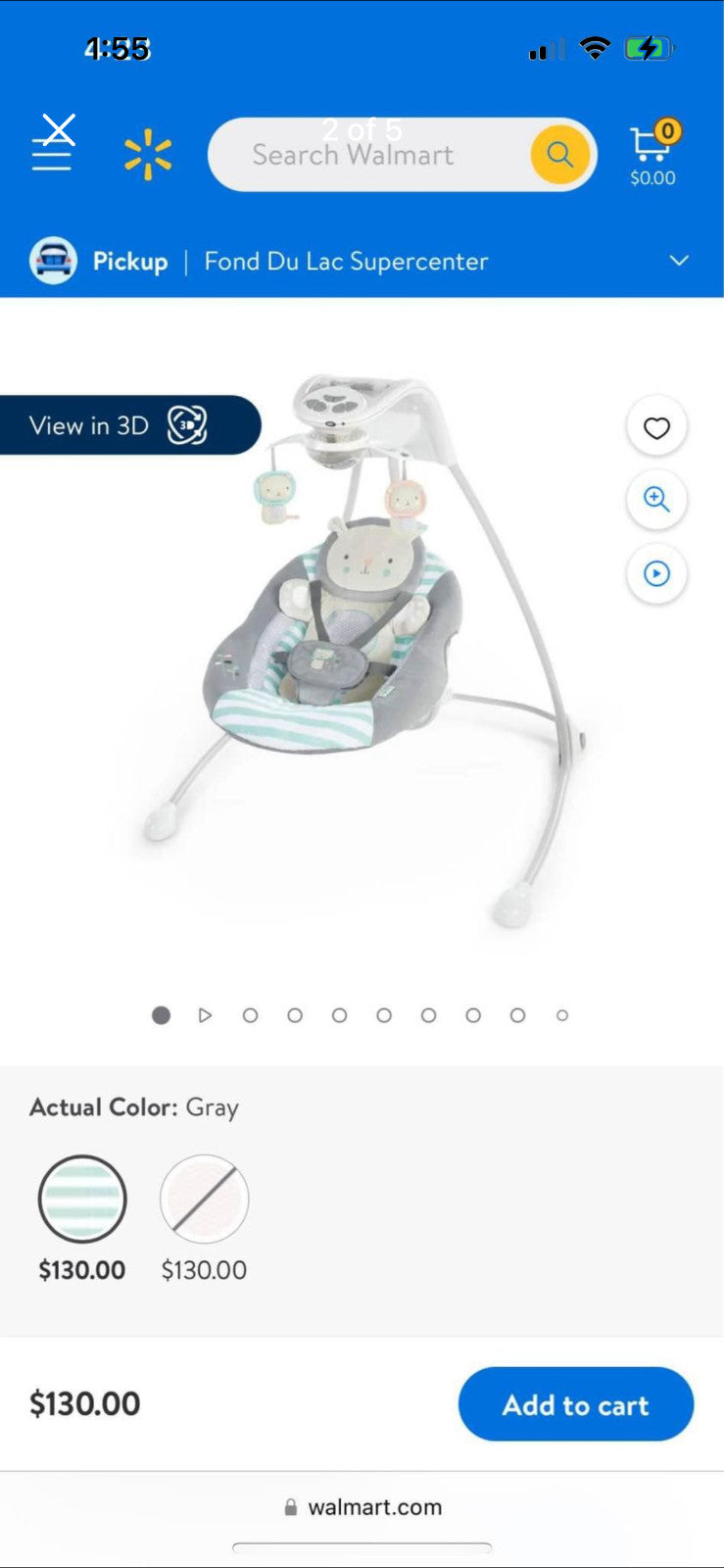 Ingenuity InLighten 5-Speed Baby Swing Swivel Infant Seat - Landry Lion