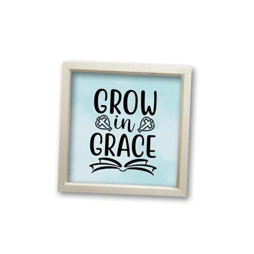 Grow in Grace: Inspirational Nursery Solid Wood Frames for Toddlers Boys Blue