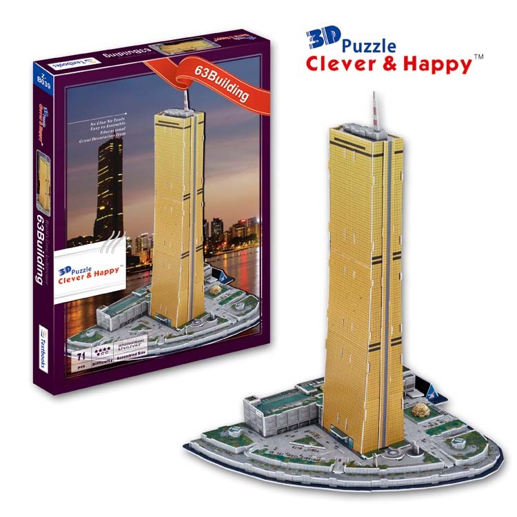 3D paper puzzle assemble model toy GOLD TOWER 63 building south Korea Seoul gift