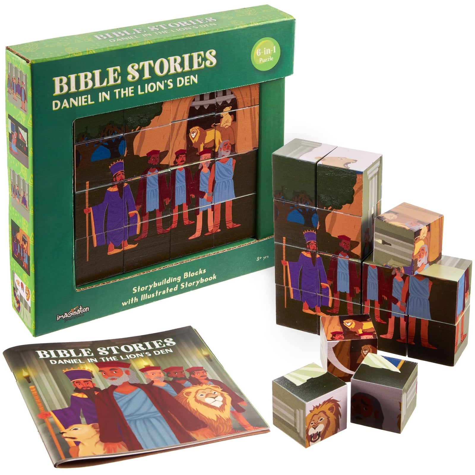 Bible Stories Puzzle Blocks - Stacking Toy, Mini Story Book, and Quiz for Kids,