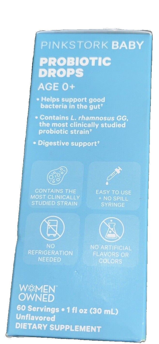 Pink Stork Baby Probiotic Drops Infant Digestion Support, 1 fl oz - Brand NEW!