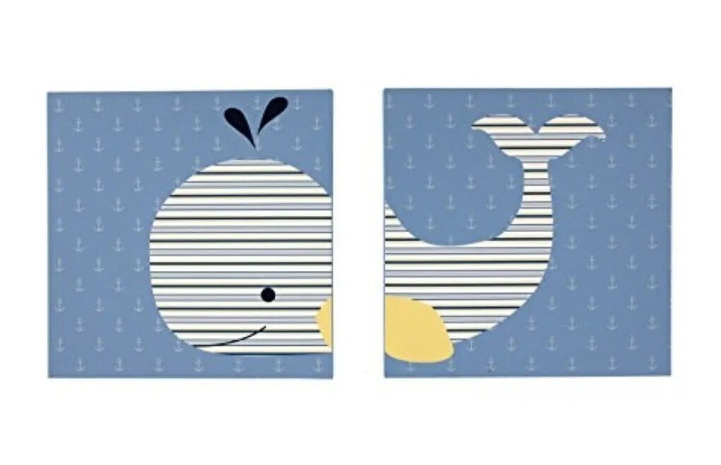 Nautica Kids Brody 2 Piece Canvas Wall Decor, Nautical/Whale