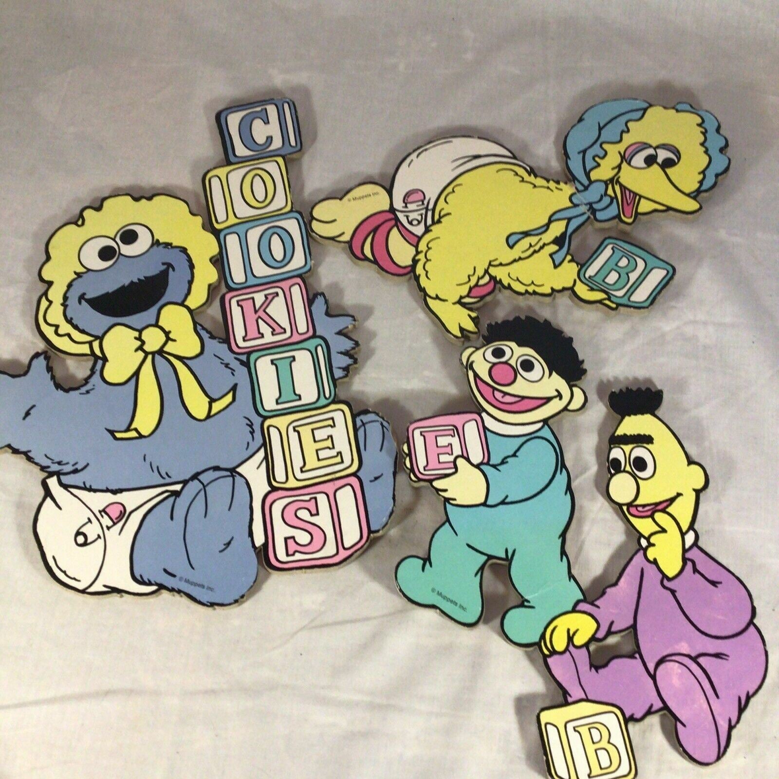 Set of 3 Sesame Street Muppet Babies Nursery Decor Bert Ernie Big Bird Cookie