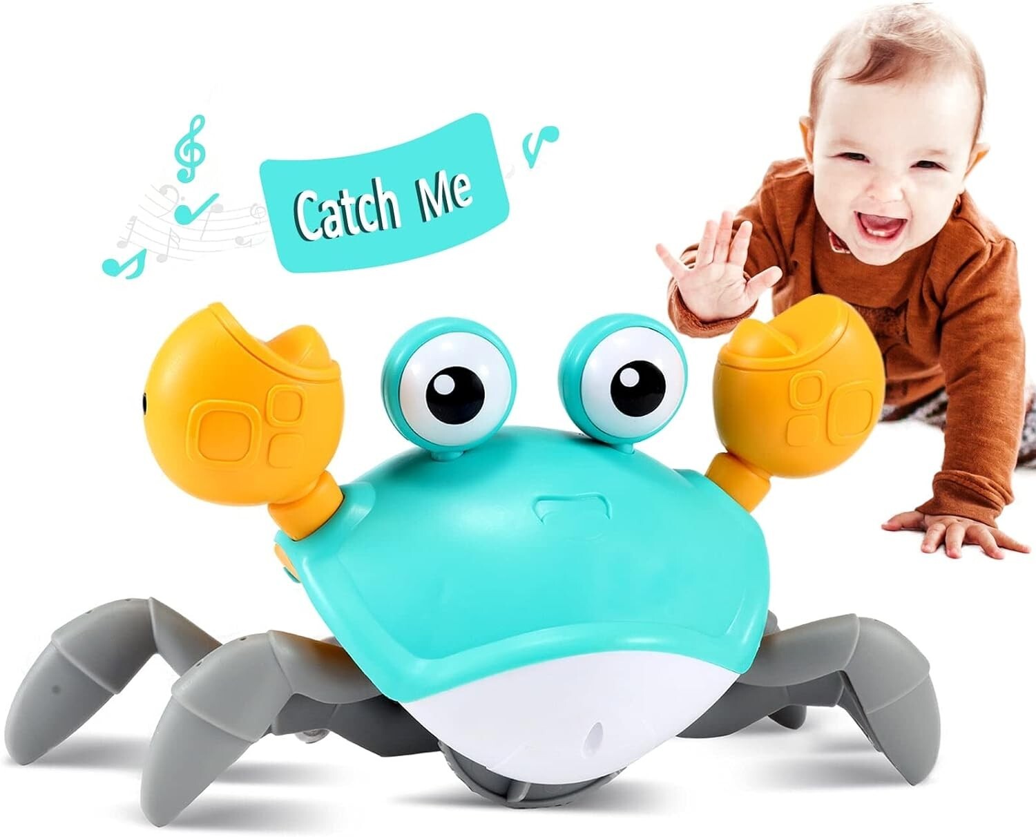 Crawling Crab Baby Toy - Infant Tummy Time Toys 3 4 5 6 7 8 9 10 11 12 Babies Bo