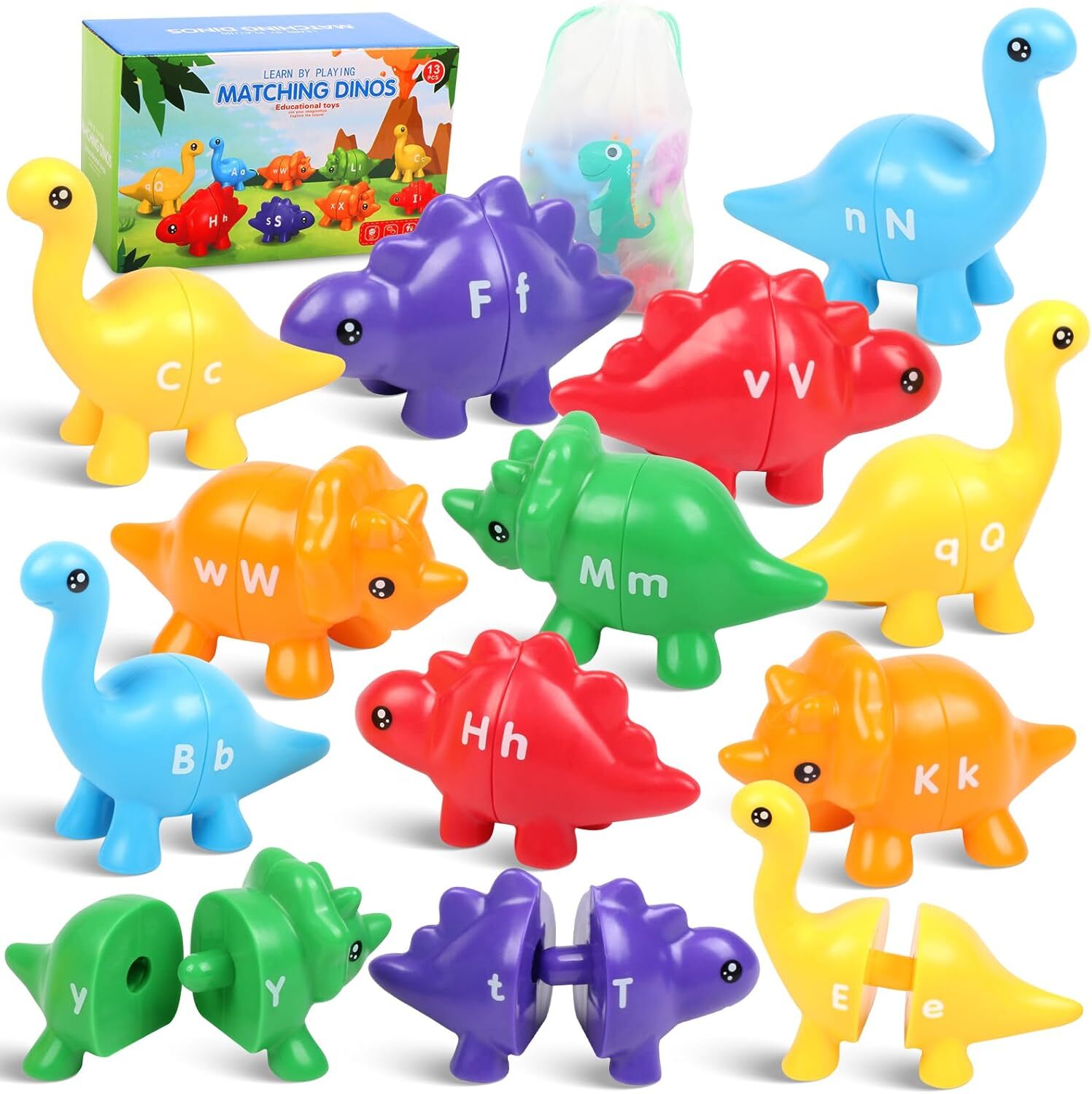 Letters Matching Game Dinosaur Toys 26 Double-Sided ABC Alphabet... 