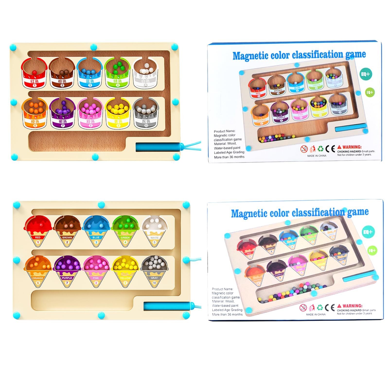 Beatyloit 2Pcs Magnetic Colour & Number MazeIce Cream Magnetic PuzzleColour M...