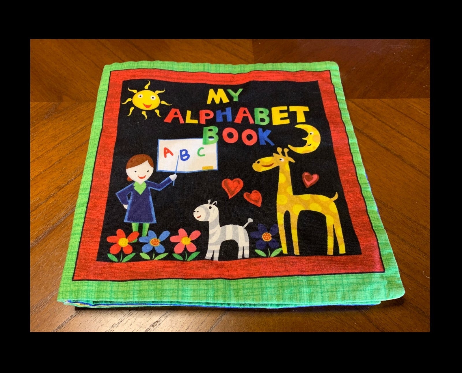 HAND SEWN ALPHABET CLOTH BOOK FOR CHILDREN LEARNING THEIR LETTERS 