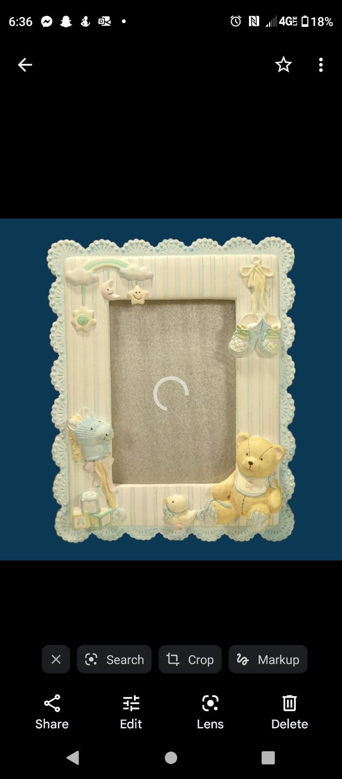 RUSS BERRIE Nursery Teddy Bear Photo Frame