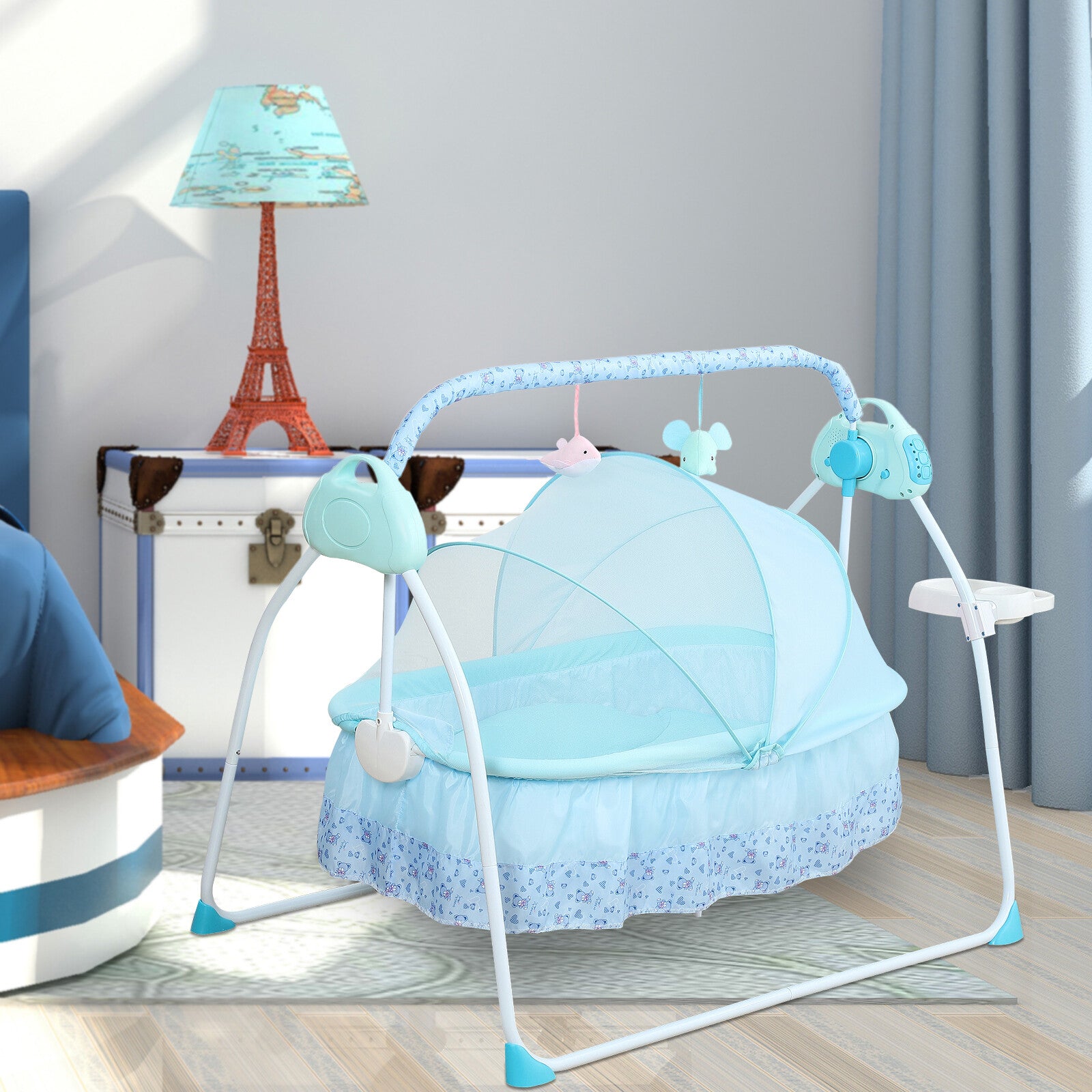 Electric Baby Crib Cradle Bluetooth Infant Rocker Auto-Swing For Newborns Sleep