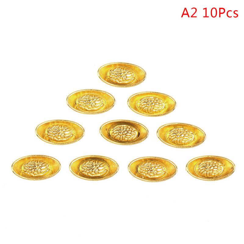 1:12 Dollhouse Miniature Golden Brick Mini Copper Cash Dolls House Accessorie_yr