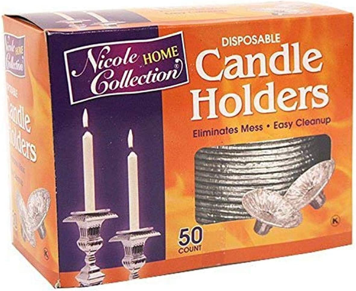 Silver Aluminum Disposable Candle Holders (50 PC) - Perfect for Weddings, Partie