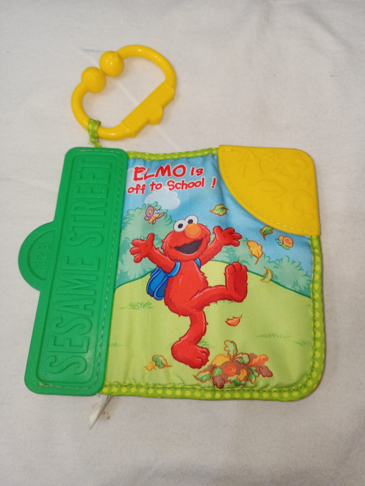 Sesame Street Elmo Off To School Baby Book Scrunchy Teether Toy