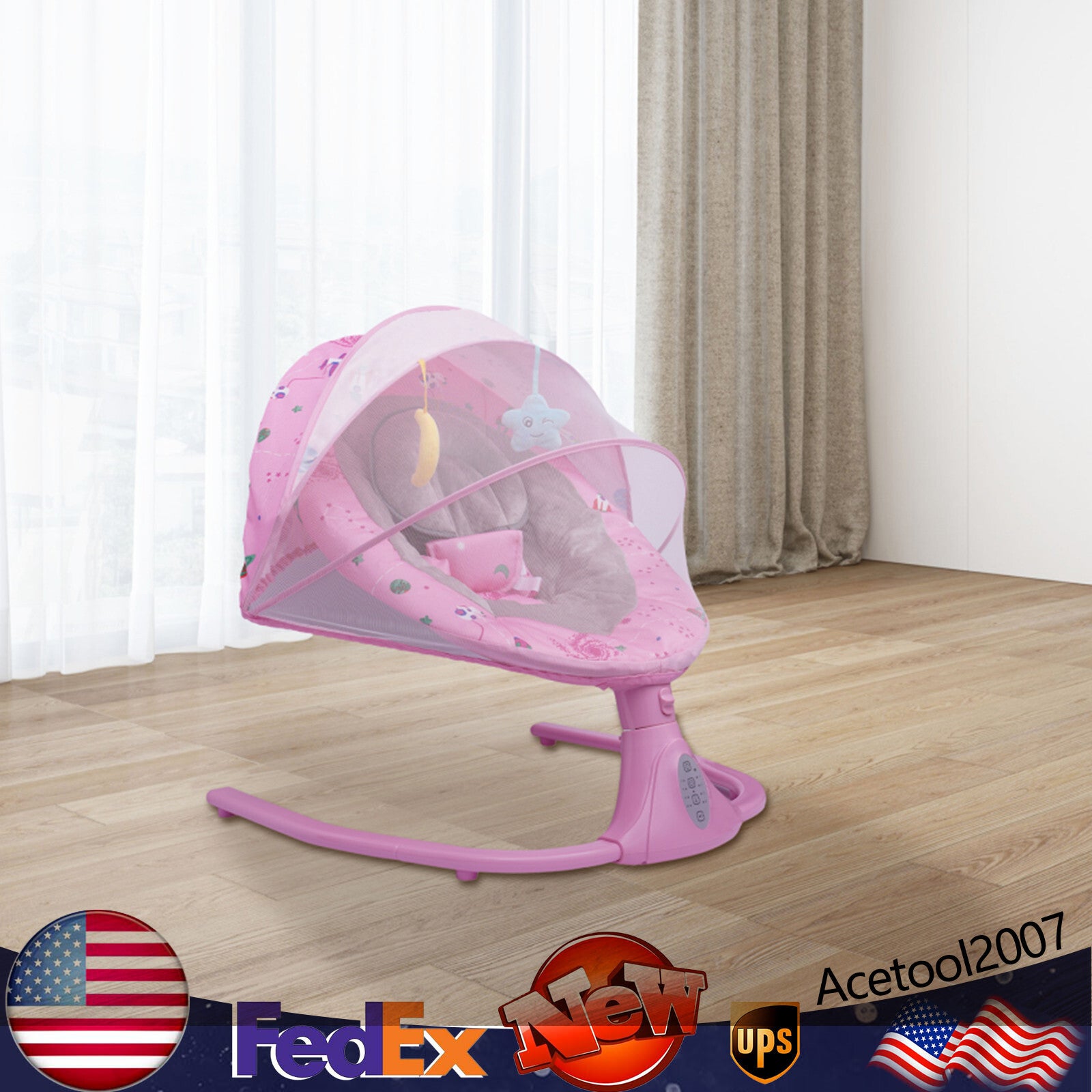 Electric Baby Bouncer Swing Infant Newborn Baby Cradle Rocker Chair Bluetooth