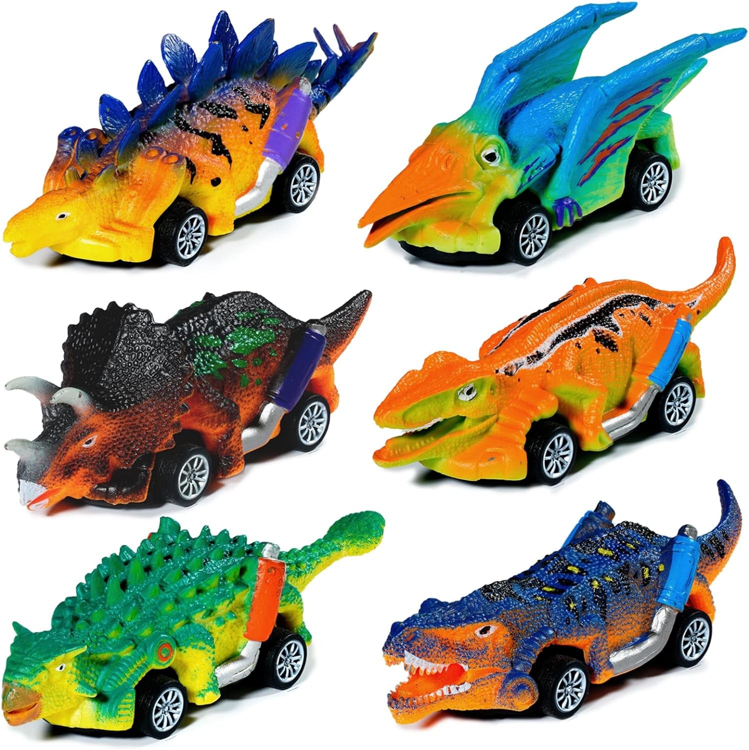Dinosaur Toys 6 Pcs Pull Back Cars Dinosaur Toys for Kids  Birthday Easter Gifts