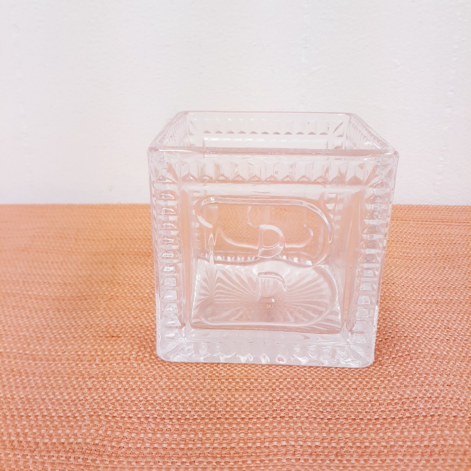 BABY Block Nursery Cube Crystal Glass Container Vase
