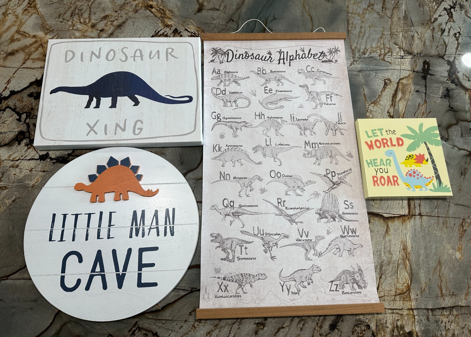 Baby Boy Dinosaur Nursery Playroom Wall Decor Canvas Alphabet Man Cave Roar