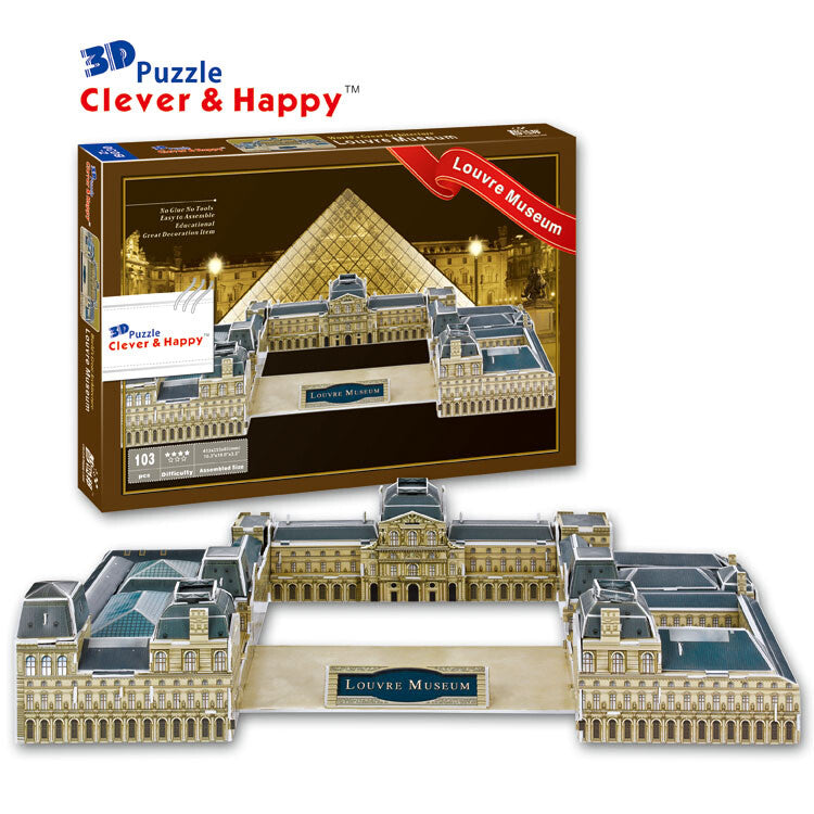 3D paper puzzle building model Musee du louvre museum France Paris Architecture