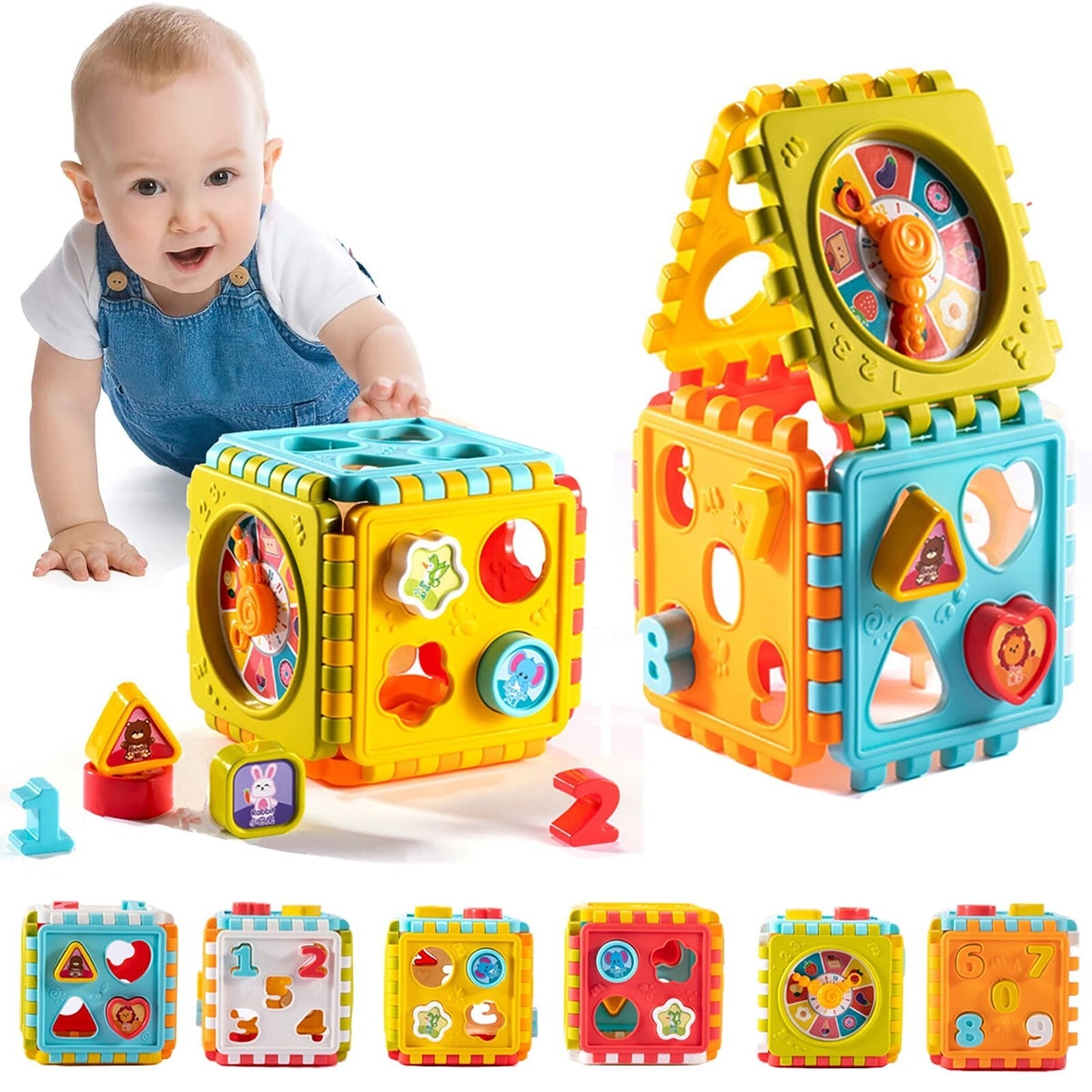 1-2 Years old Boys & Girls Holiday Baby Activity Cube Toddler Toys 6 in 1 Puzzle