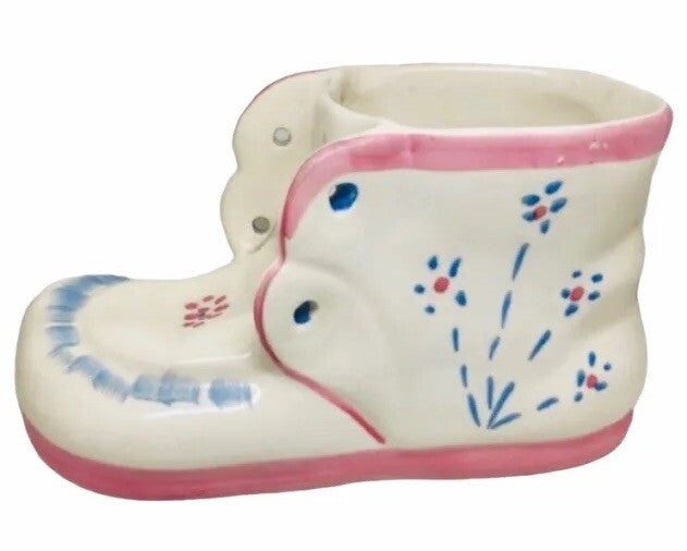 Vtg  Ceramic Baby Shoe Planter Container Estate Find Nursery Decor mid century
