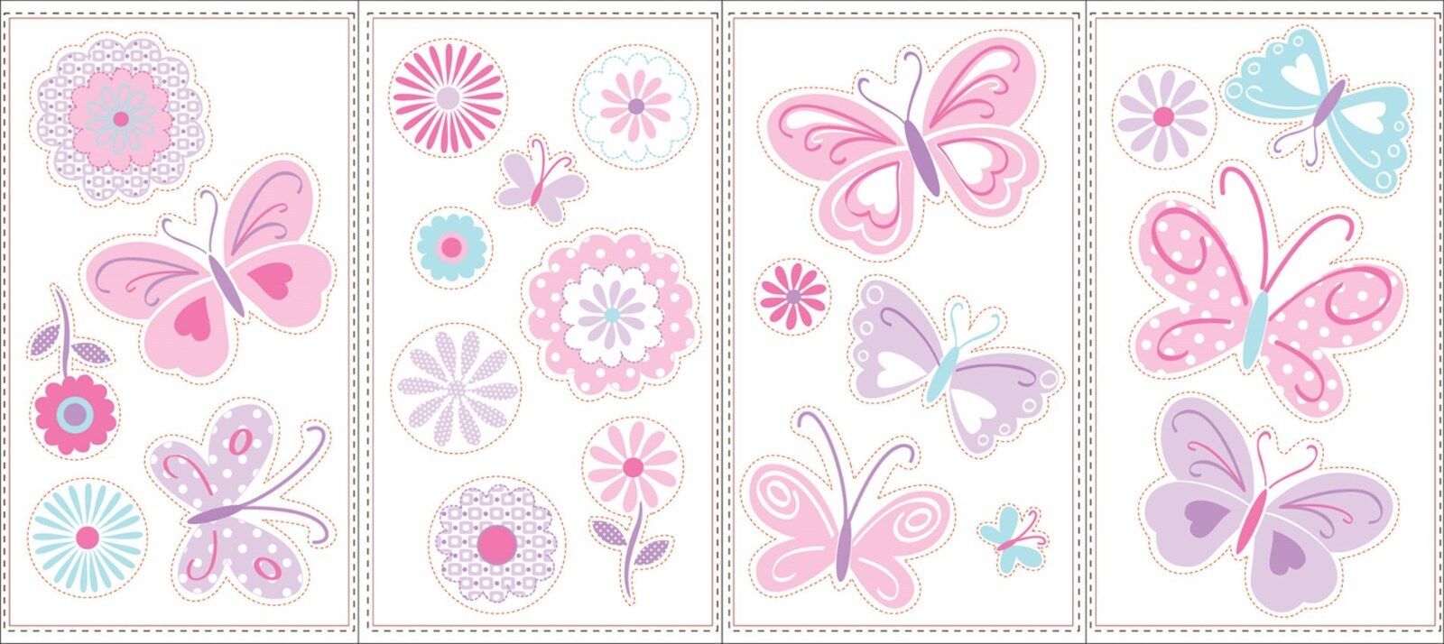 Small Wonders Baby Girl Butterflies Wall Decals, Pink 