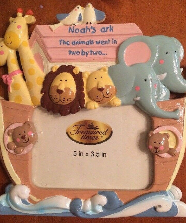Noah's Ark Nursery Child Ceramic Photo Frame 8x7" for  3.5 x 5" Photos Colorful