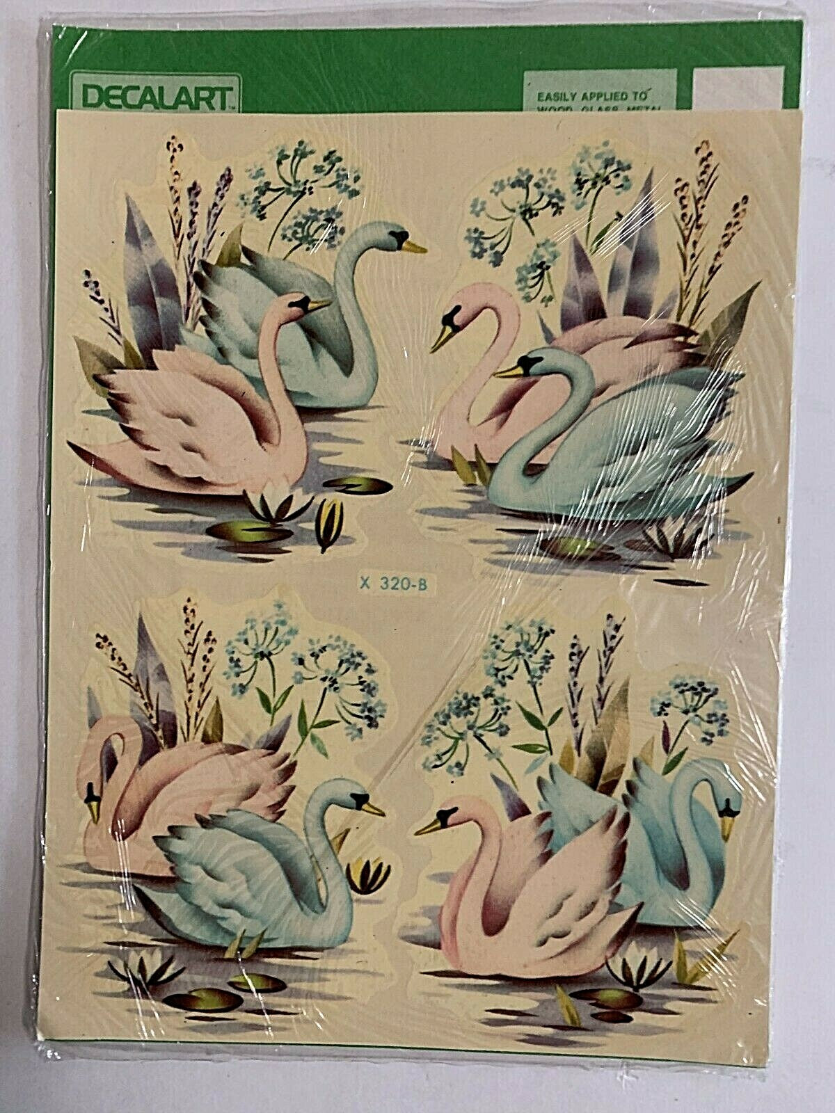 Vtg Meyercord Home Decals for Nurseries Kitchens Bathroom Art & Crafts - Swans
