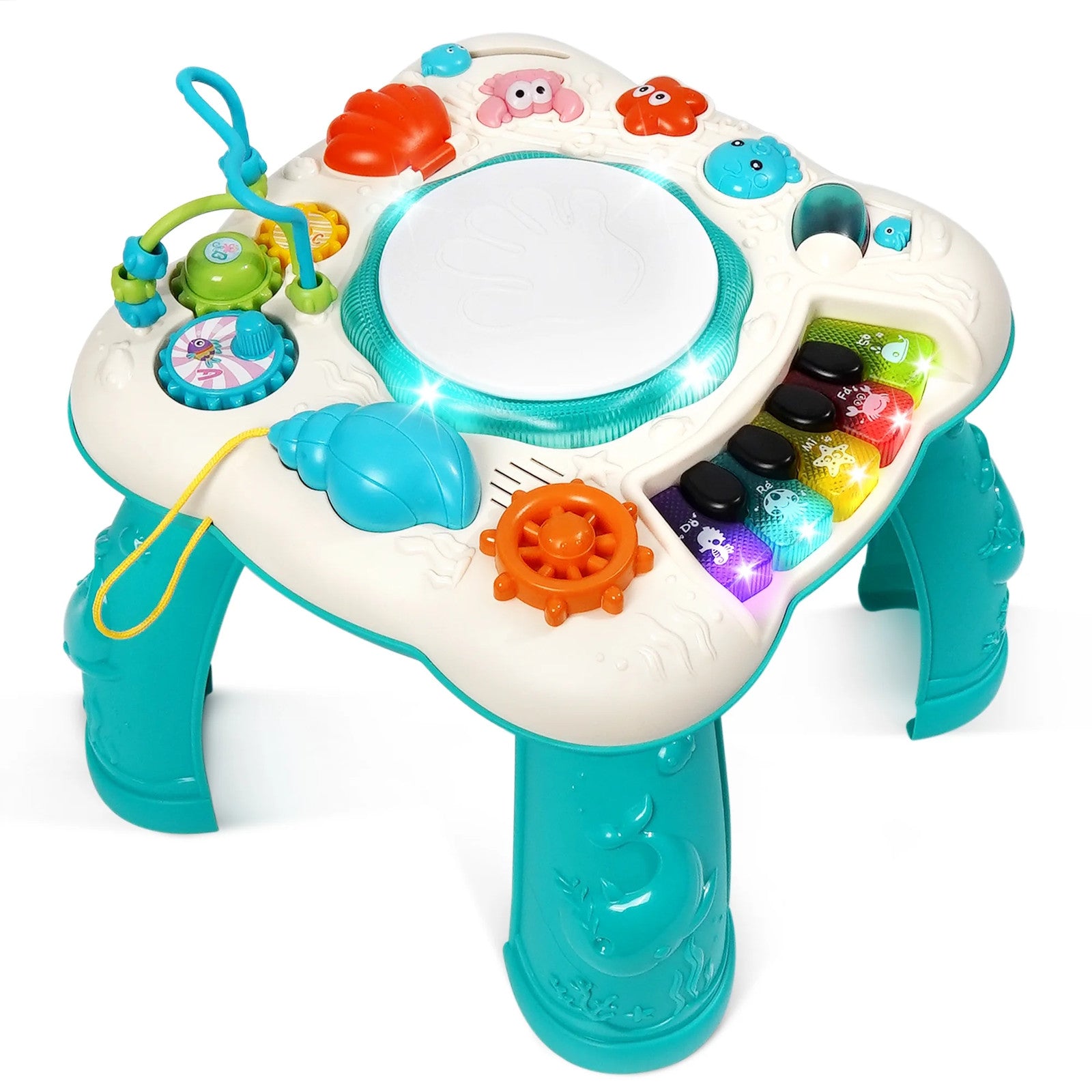 Musical Learning Table, HDJ Infant Toddler Activity Center Baby Toys for Boys an