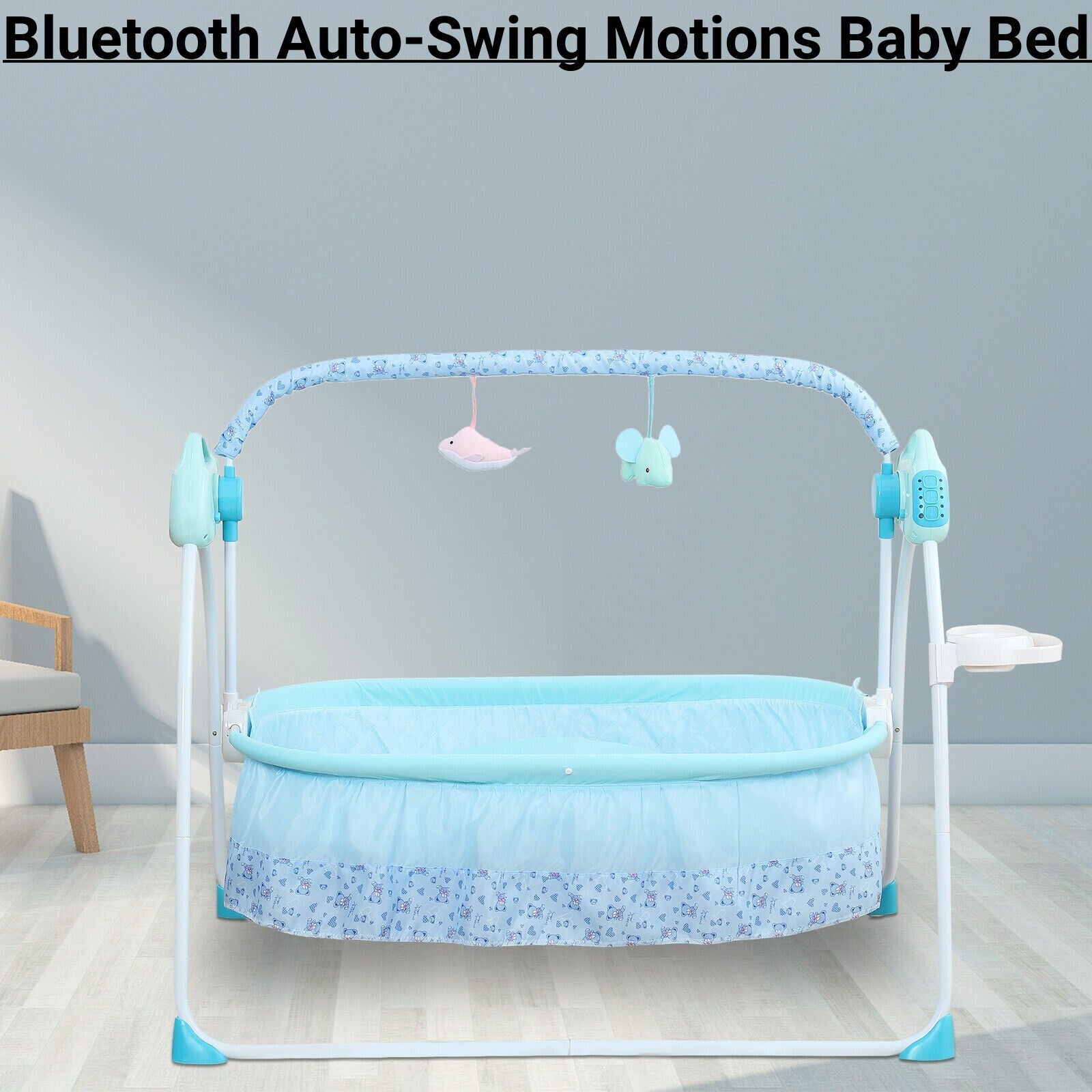 Auto-Swing Motions Baby Rocking Bluetooth Swing Electric Cradle Infant Bed Crib 