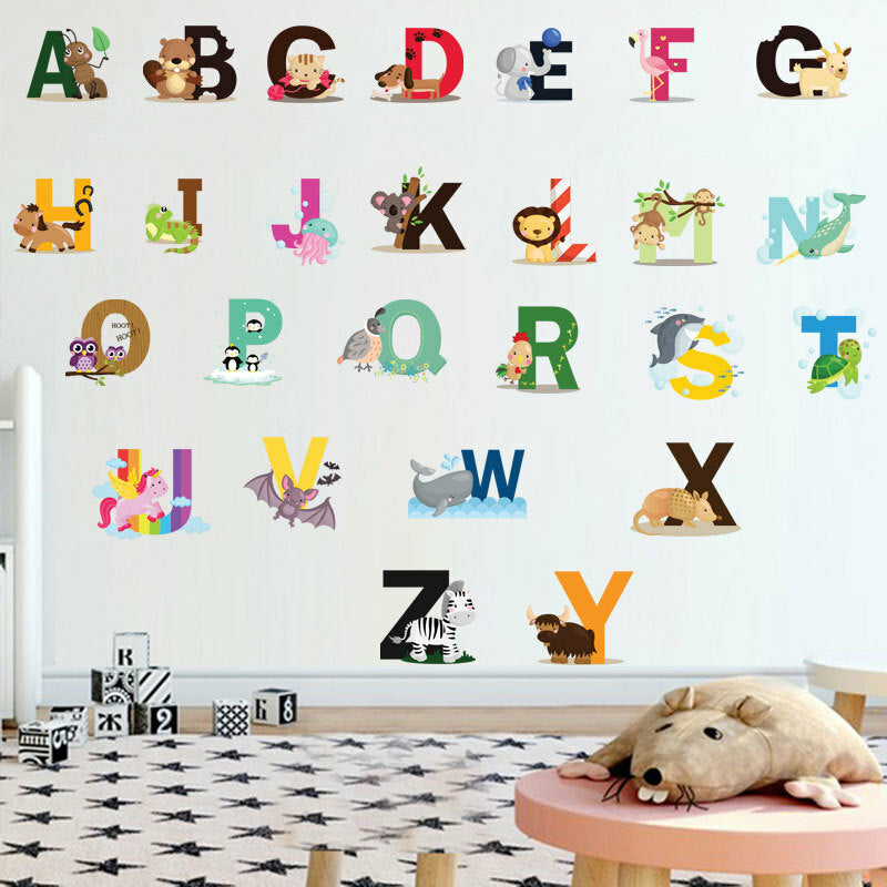26 Alphabet Animals Wall Sticker Art Decal Baby Kids Boys Girls Nursery Decor