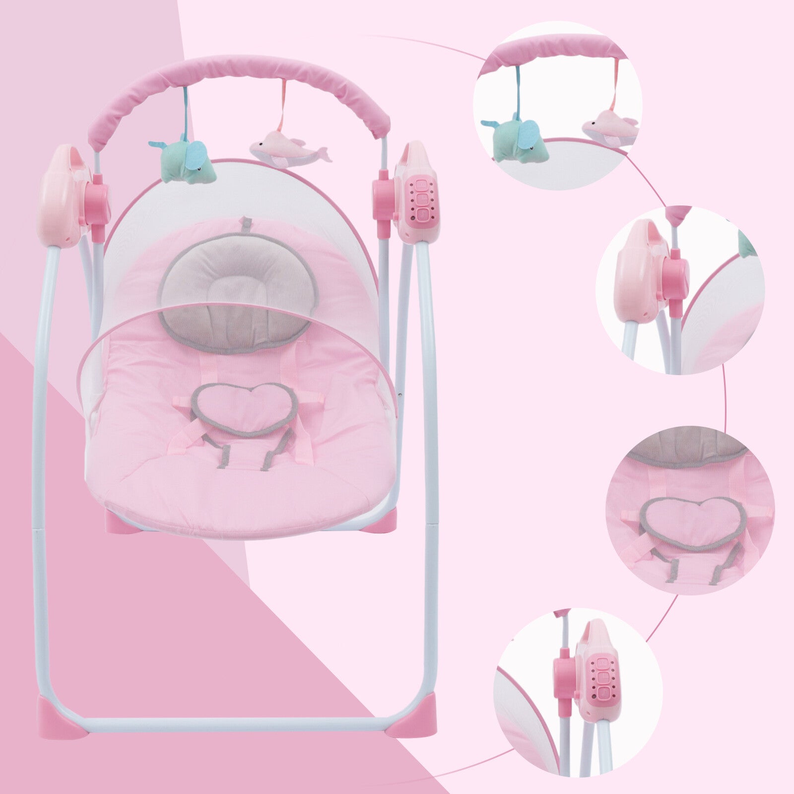 Electric Rocker Baby Swing Infant Cradle Bouncer Seat Sway Chair with Music USA