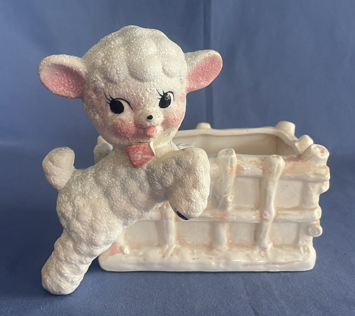 Adorable HP Vintage INARCO 1961 E180 Ceramic Lamb Planter Baby Gift Nursery