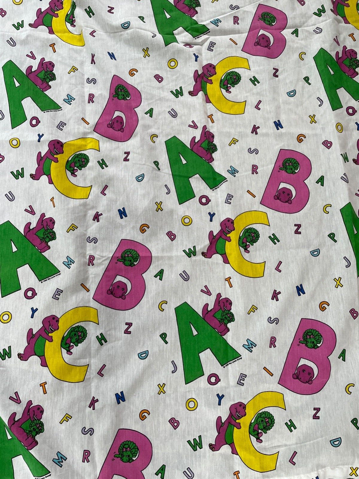 Barney Purple Dinosaur  ABC SINGLE Curtain Panel  BIBB  USA Vintage  42"x 69"