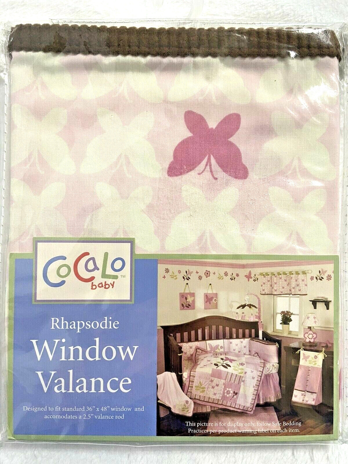 CoCaLo Baby Rhapsodie Pink Butterfly Curtain Valance 36" x 48" NEW