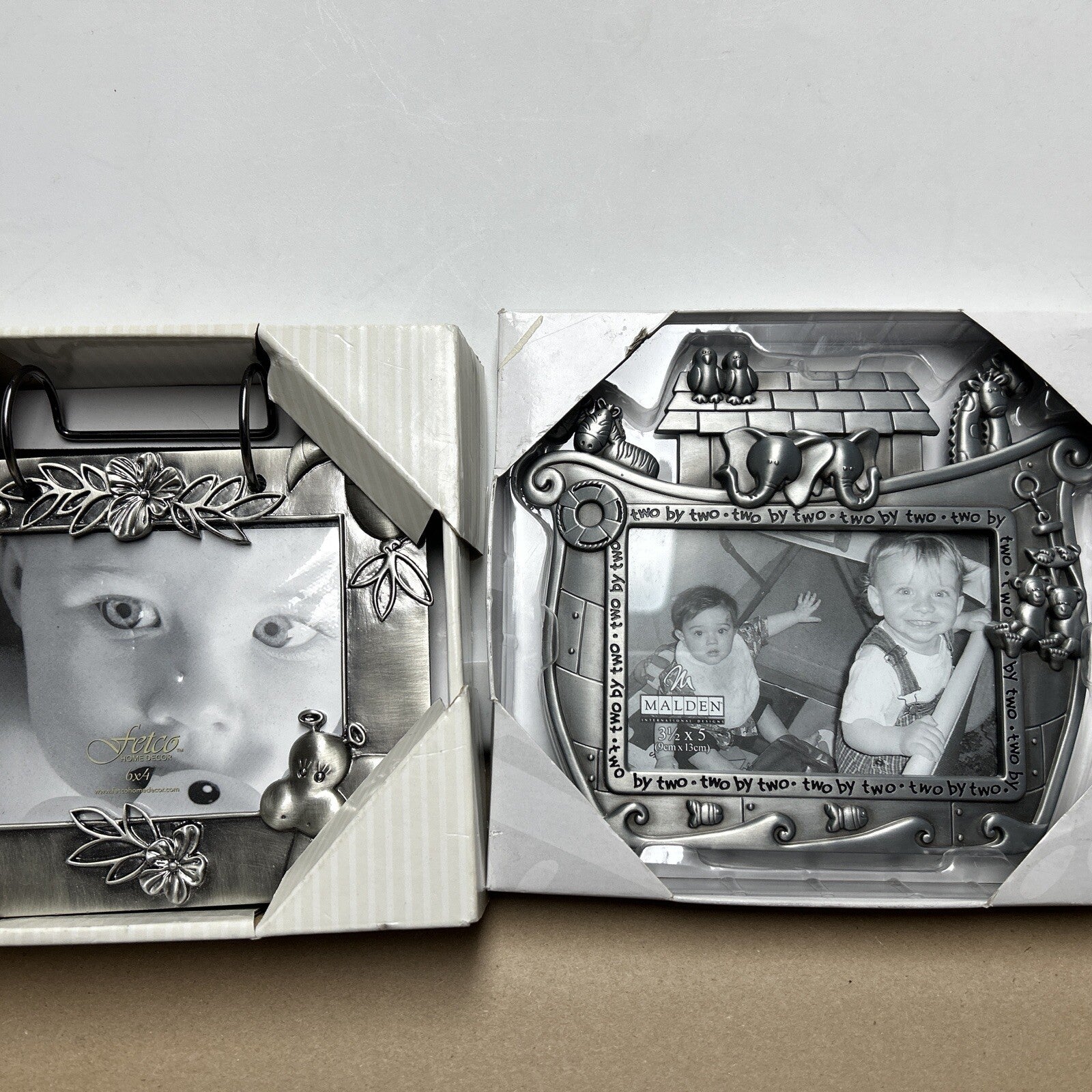 2 Lot Of Frames Noah's Ark Metal Photo Frame for 3"x5" photo . 6x4 Flip Album