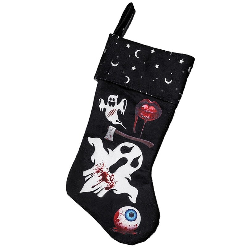 Hanging Stocking Halloween Candy Sacks Reusable Bulk Goody Skull Candy Bag