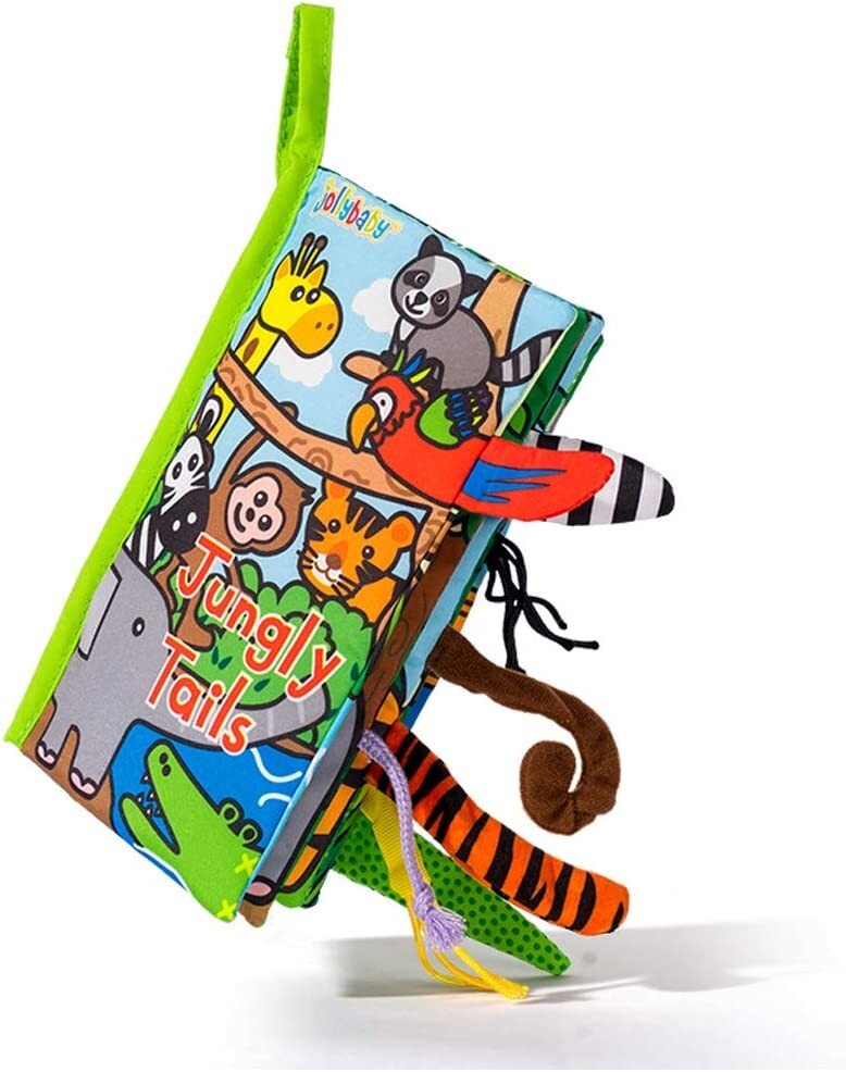 Baby Soft Animal Tails Activity Cloth Book with Crinkle Fabric, Jungly Tails