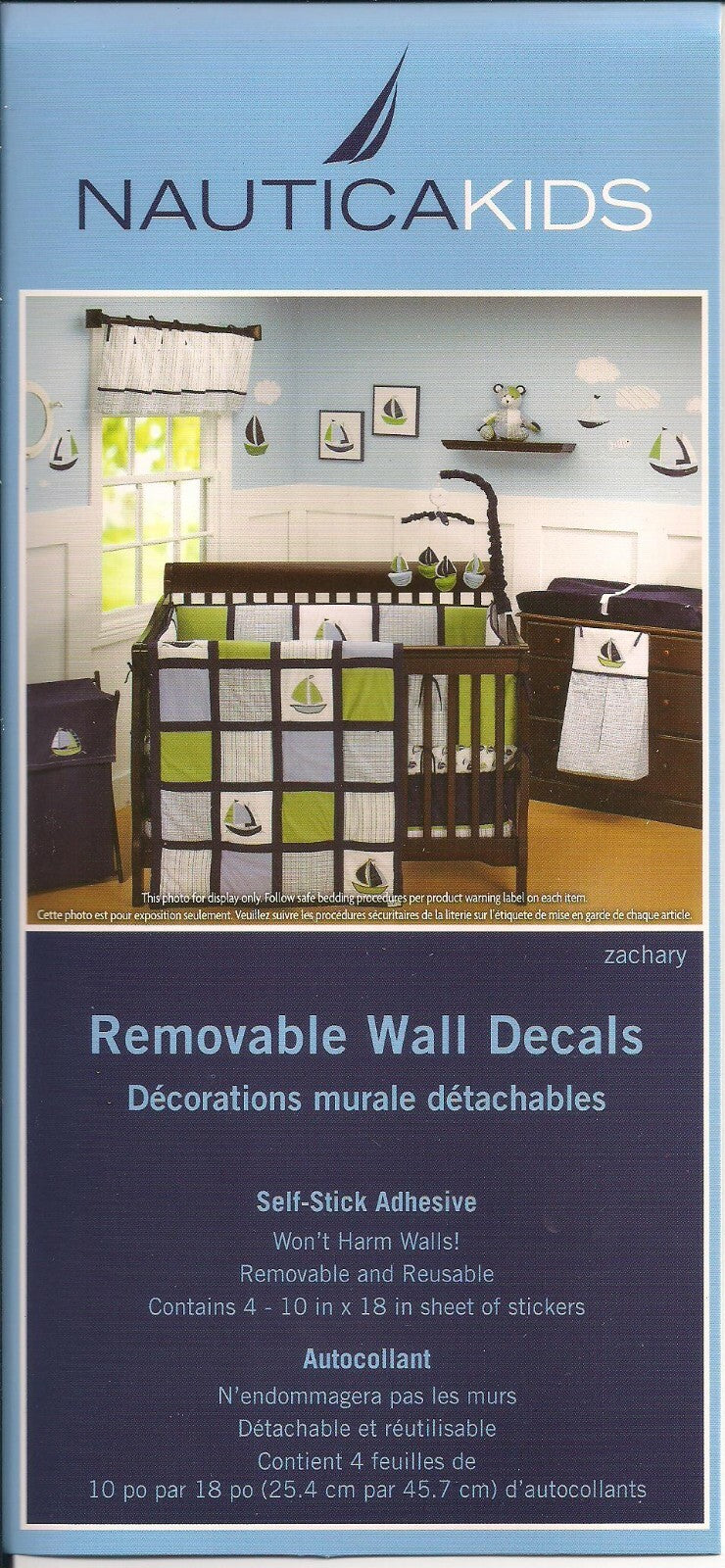 Nautica Kids Sailboats Clouds Fish Nursery Decals Removeable New