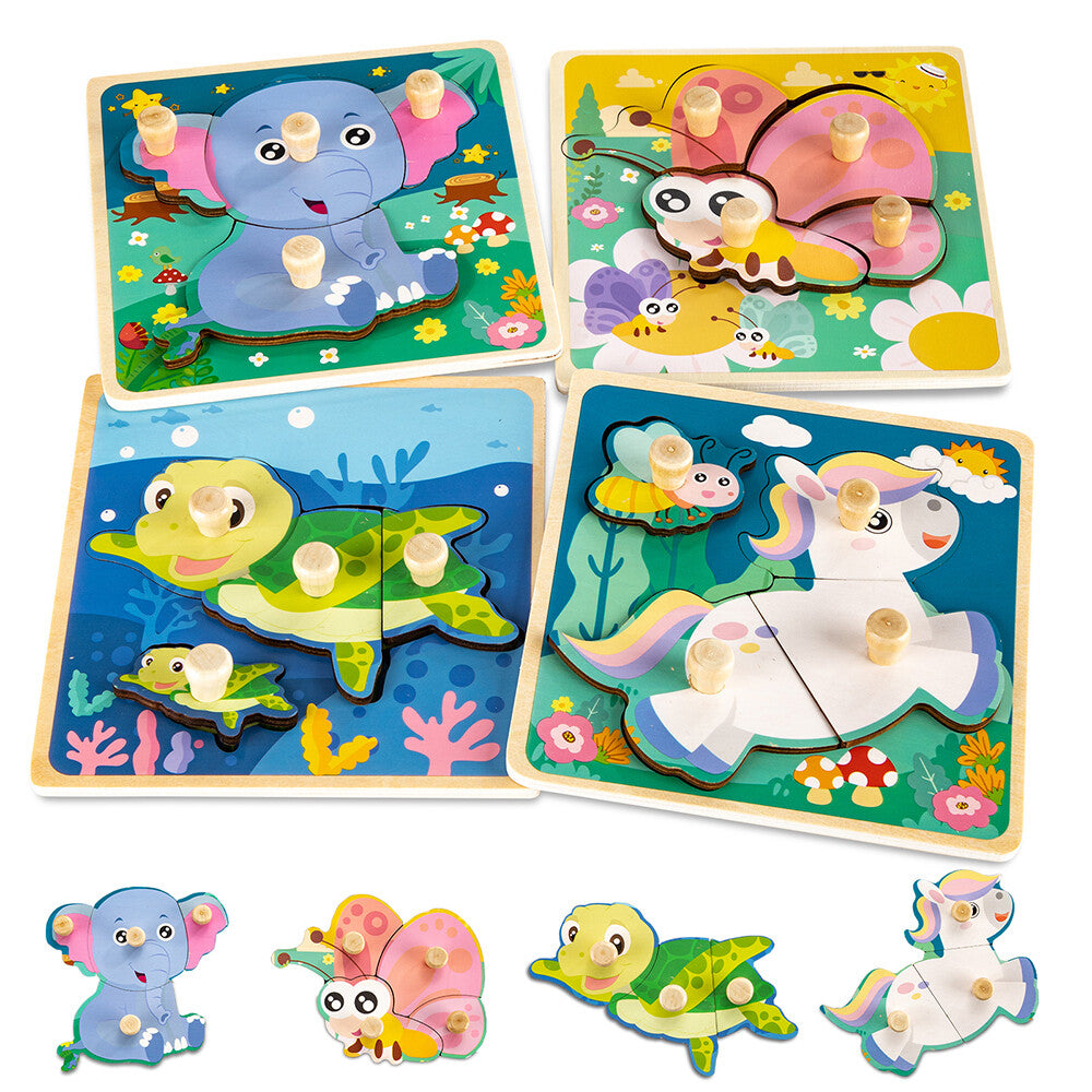 Baby Toddler Jigsaw Kids Puzzle Animal Wooden Early Learning Educational Toys