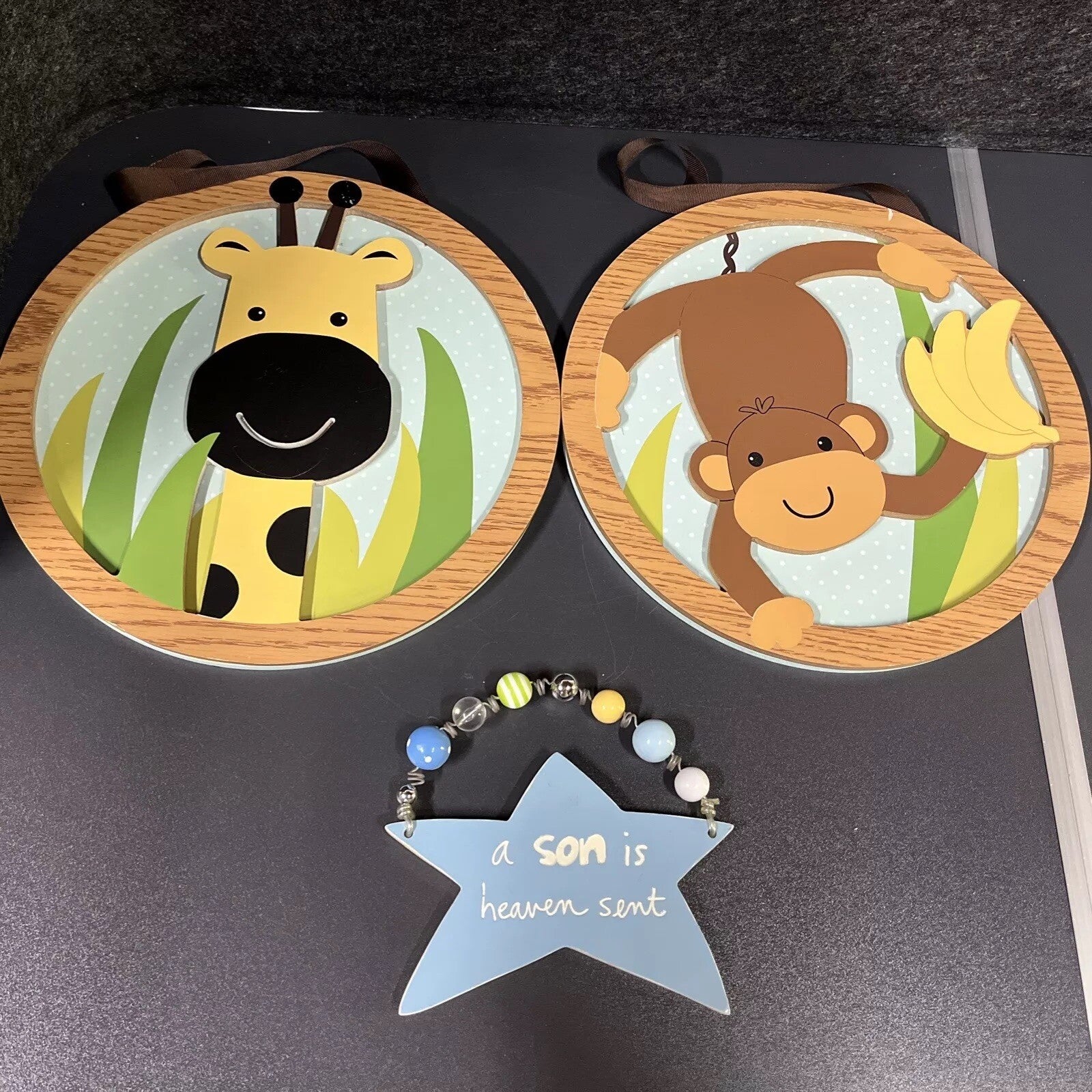 Lamb&Ivy Peek A Boo Jungle Wall Decor 2pc +Stepping Stones a Son Is Heaven Sent