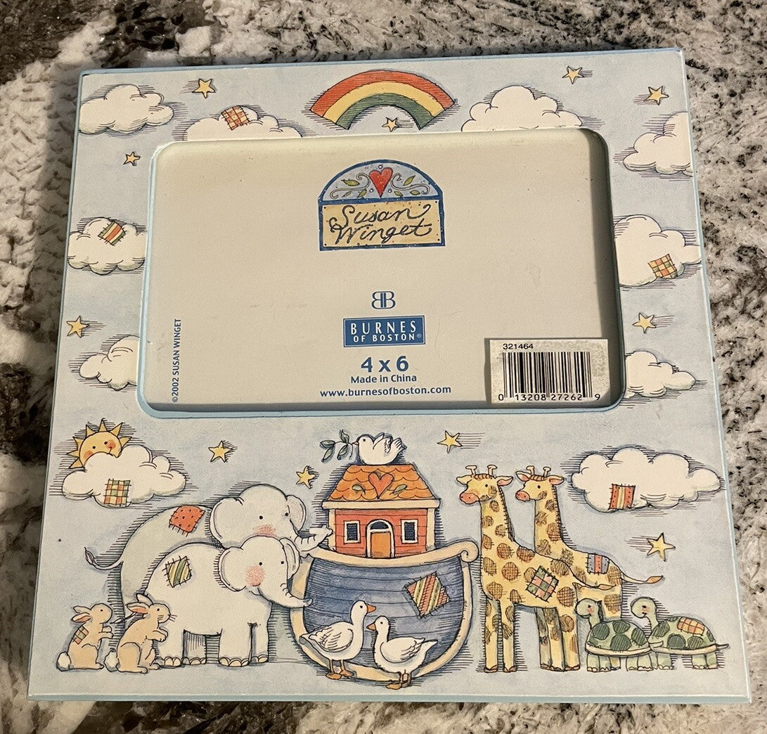 NURSERY PHOTO FRAME-BURNS OF BOSTON 2003SUSAN WINGET NOAHS ARK THEME  4" X 6"