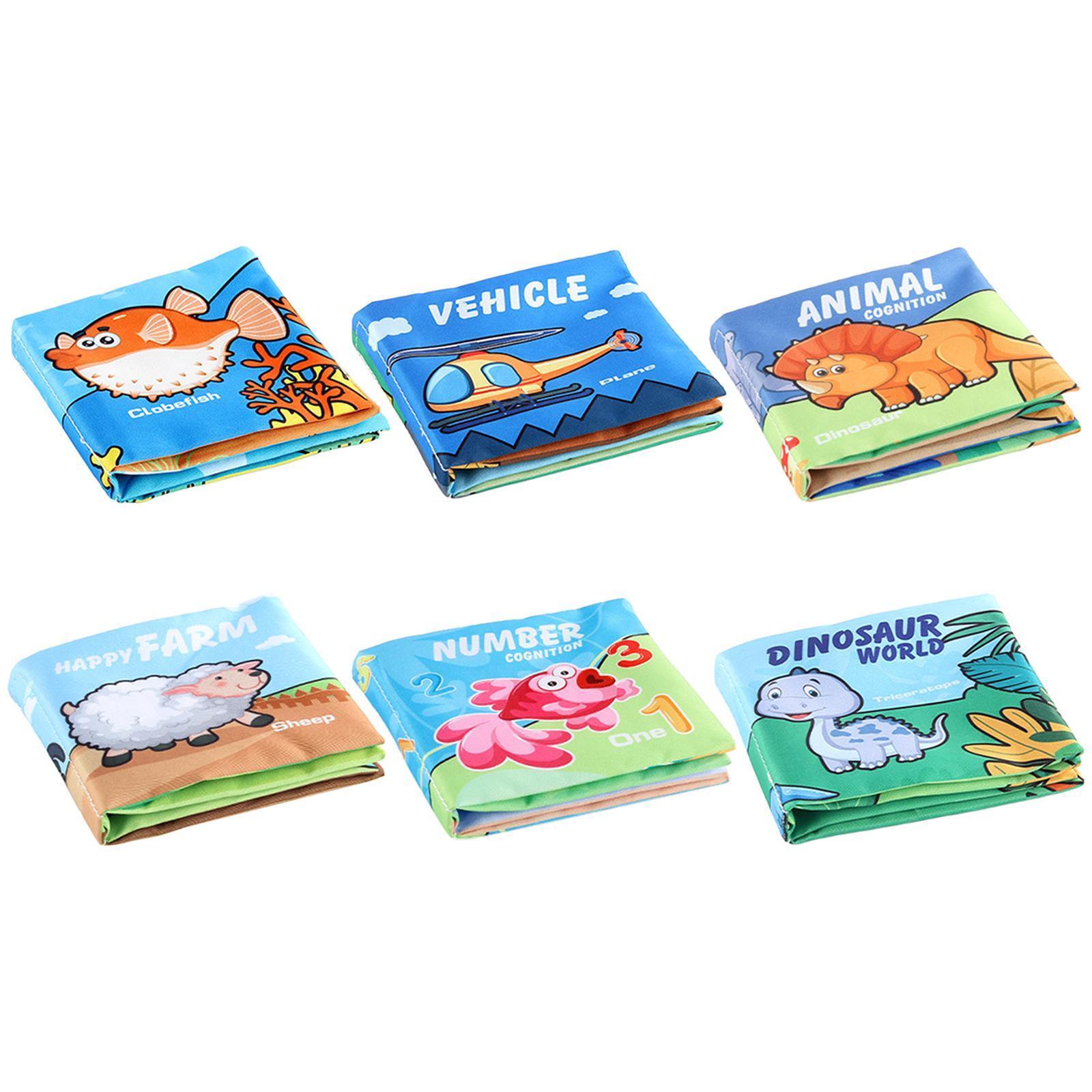 6x Soft Baby Cloth Book Washable Infants Educational Learning Toy for Babies