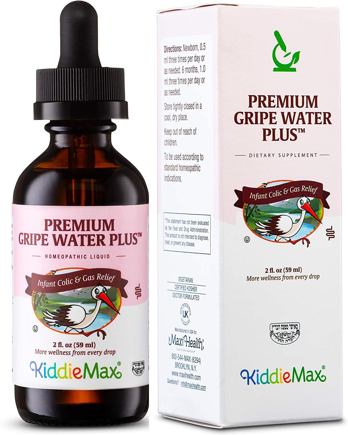 Maxi-Health- Kiddie Maxi Premium Gripe Water Plus for Babies Infant Gas Relief