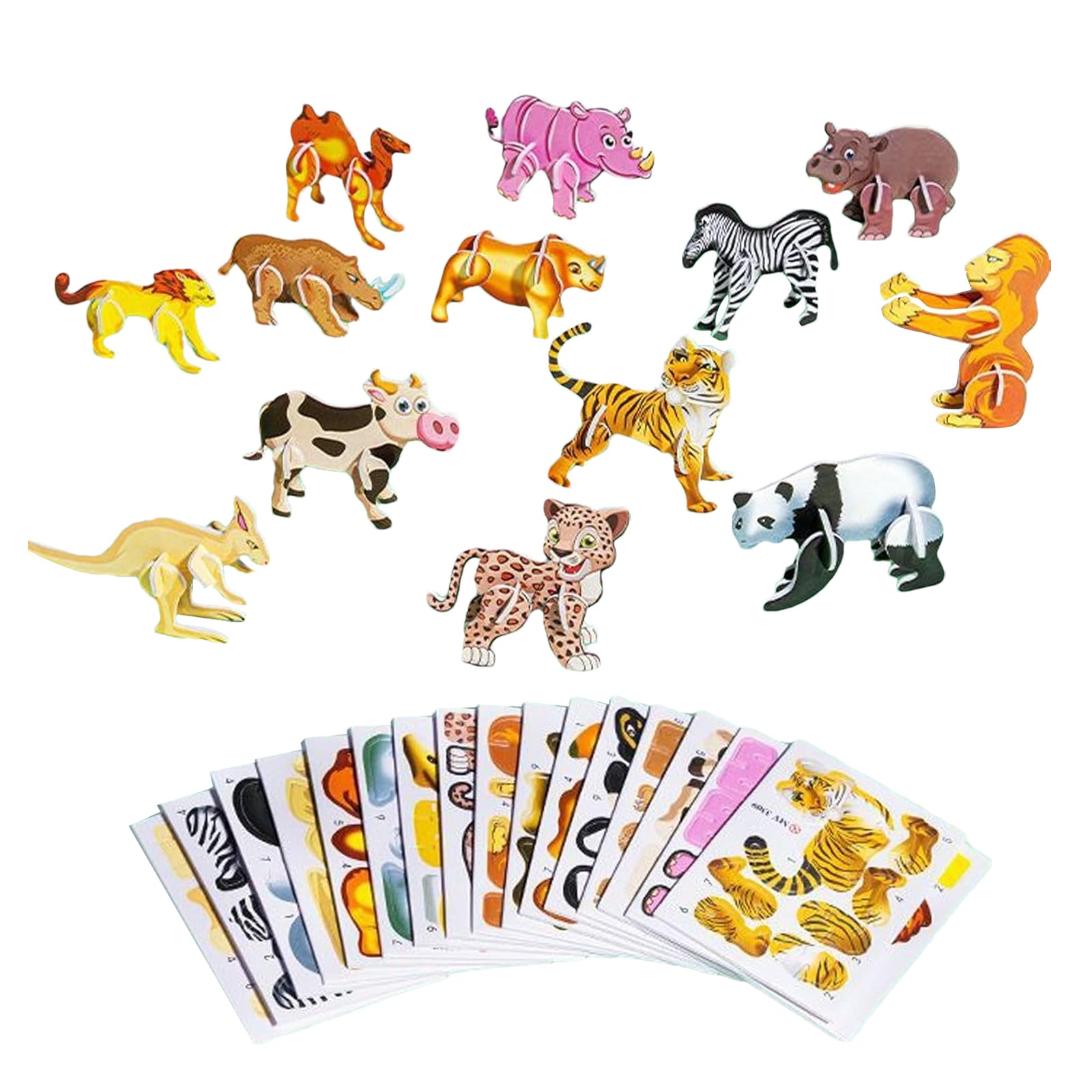 25pcs Kids 3D Animal Puzzle Jigsaw Puzzles Cartoon Puzzle Kit for DIY Gift